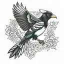 Magpie carrying afl tattoo design idea