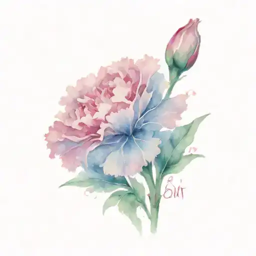 carnation and  memorial  tattoo design idea