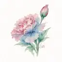 carnation and  memorial  tattoo design idea
