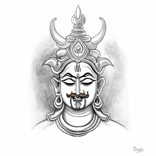 Image of Sketch Of Ten Head Ravana Or Dashakanta Ravan Outline Editable  Vector Illustration-GX931786-Picxy