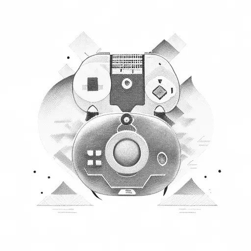A book with game controllers as bookmarks tattoo design idea