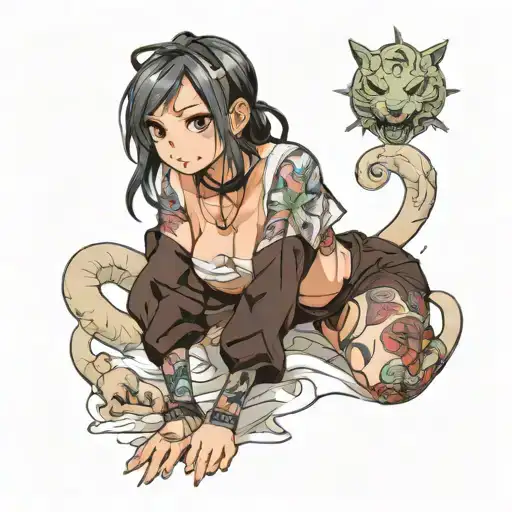 ahegao anime girl tattoo design idea