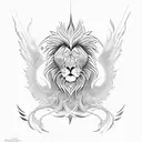 flaming phoenix and rising lion tattoo design idea