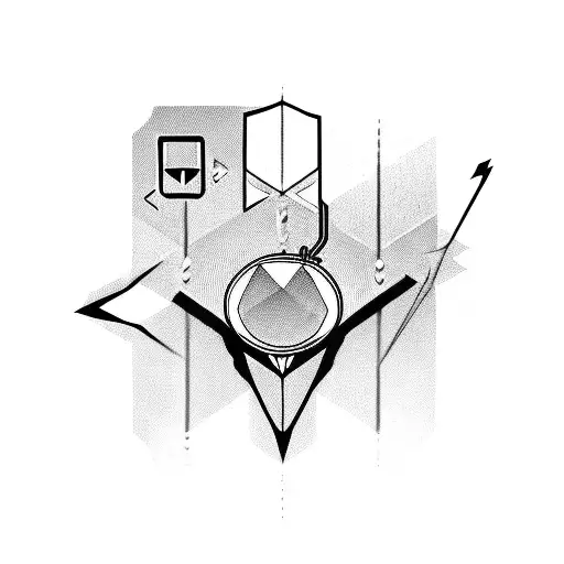A glitched arrow piercing through a gaming console, with coding symbols trailing behind tattoo design idea