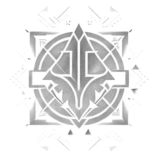 A glitched arrow piercing through a gaming console, with coding symbols trailing behind tattoo design idea