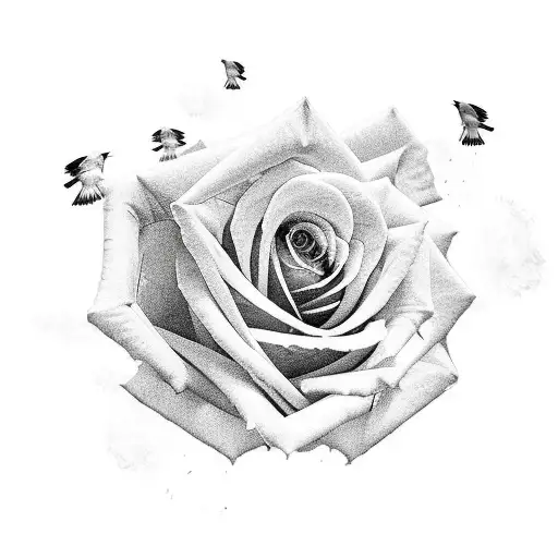 Rose with Hawk and Airplane tattoo design idea