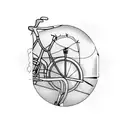 bicycle inside red lightbulb tattoo design idea