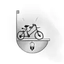 bicycle inside red lightbulb tattoo design idea