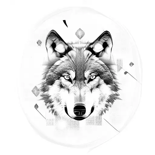 wolf icon with heart tattoo design idea