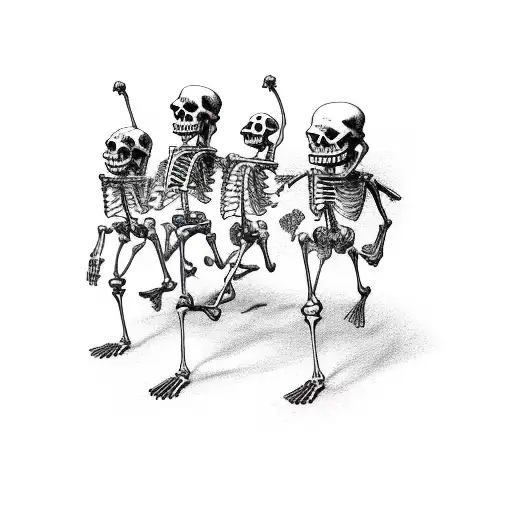 three running skeletons that are holding beer bottle tattoo design idea