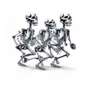 three running skeletons that are holding beer bottle tattoo design idea