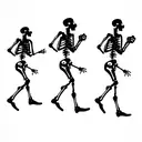 three running skeletons that are holding beer bottle tattoo design idea