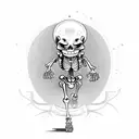 running skeletons holding beer bottle tattoo design idea