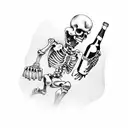 running skeletons holding beer bottle tattoo design idea