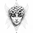 cherub with forget-me-nots tattoo design idea