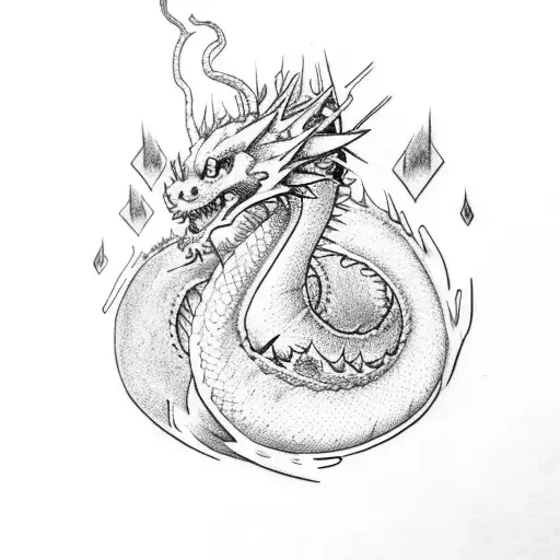 half cute dragon  tattoo design idea