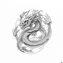half cute dragon  tattoo design idea