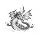 half cute dragon  tattoo design idea