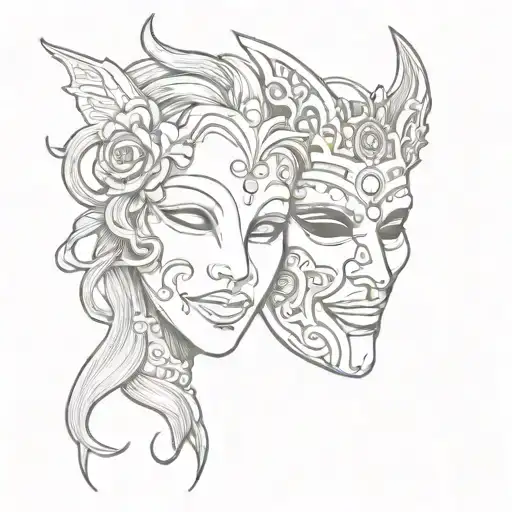 masks tragedy and comedy tattoo design idea
