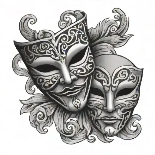 masks comedy tragedy mask tattoo design idea