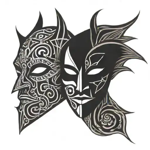 masks tragedy and comedy tattoo design idea