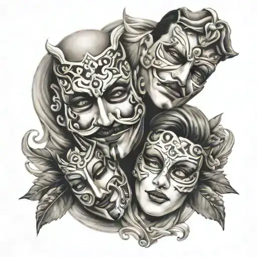masks tragedy and comedy tattoo design idea