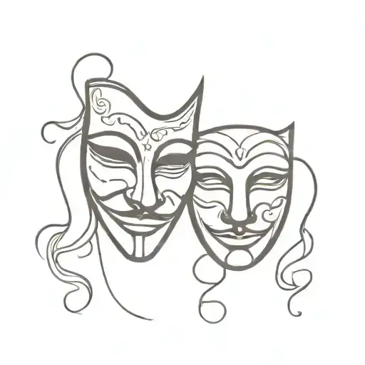 masks tragedy and comedy tattoo design idea