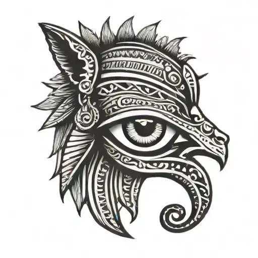 eye of ra egyptian god with wolf head tattoo design idea