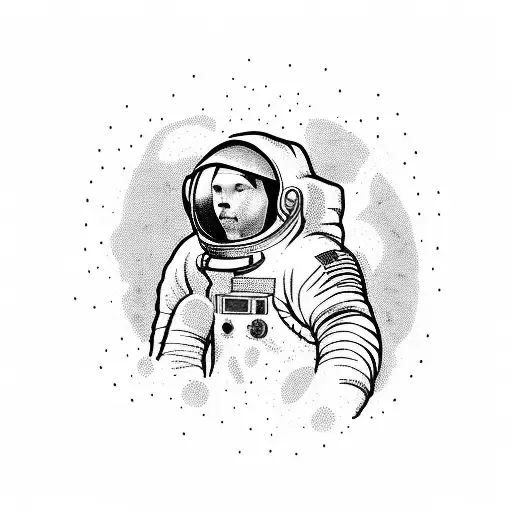 astronaut on a planet tattoo design idea