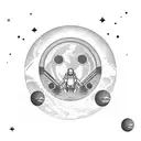 astronaut on a planet tattoo design idea