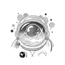 astronaut on a planet tattoo design idea