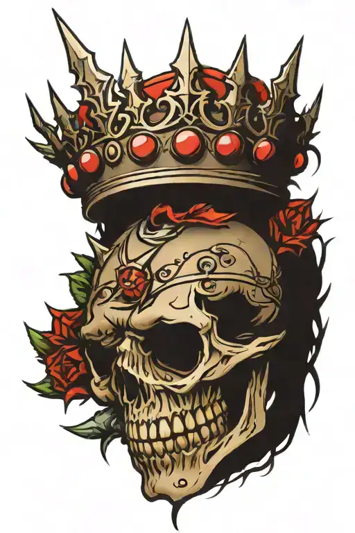 thorn crown with sword piercing tattoo design idea