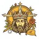 Jesus thorn crown with sword piercing tattoo design idea