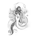 Elegant mermaid silhouette intertwined with sensual curves tattoo design idea