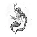 Elegant mermaid silhouette intertwined with sensual curves tattoo design idea