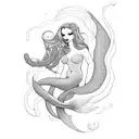 Elegant mermaid silhouette intertwined with sensual curves tattoo design idea