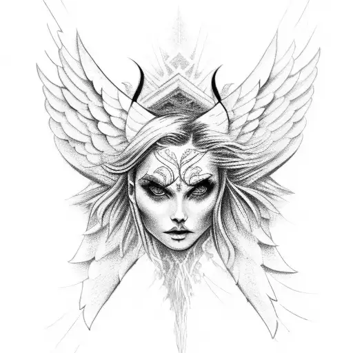 half angel half devil wings  tattoo design idea