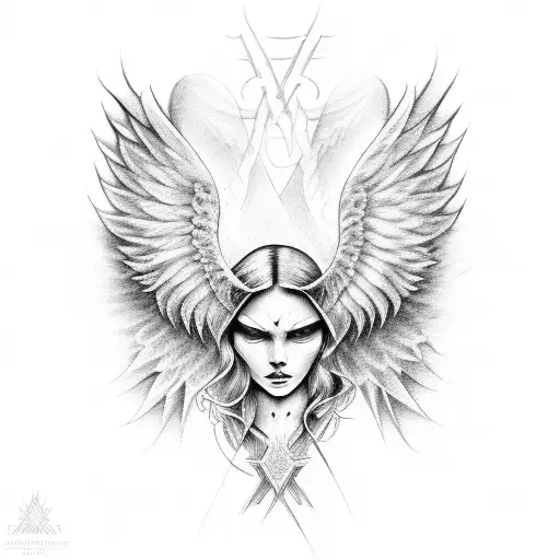 half angel half demon wings tattoo design idea