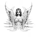 half angel half demon wings tattoo design idea