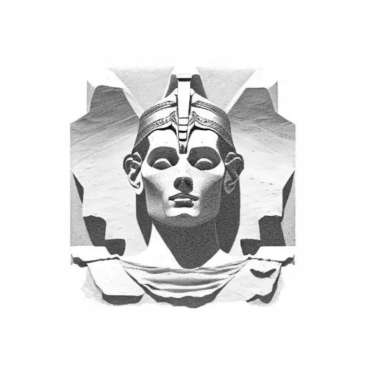 ozymandias statue in sand tattoo design idea