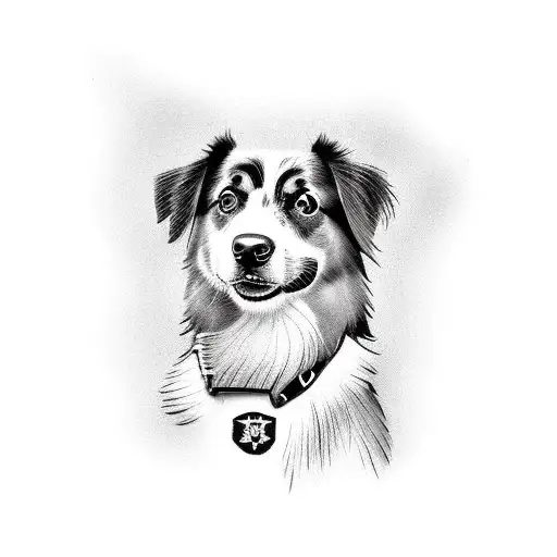 mini Australian shepherd in a US army uniform tattoo design idea