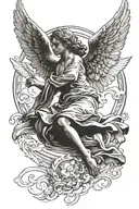 angel touching the sky tattoo design idea