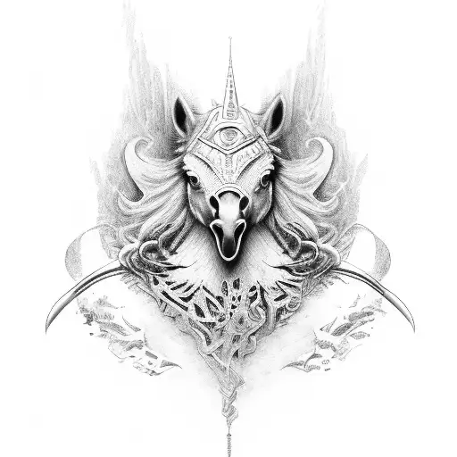 eagle in form of horse tattoo design idea