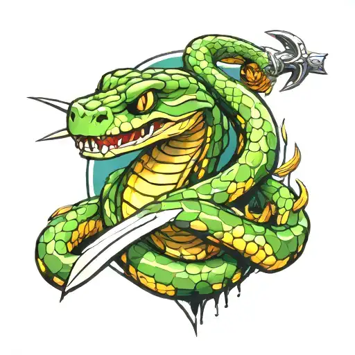 snake with sword  tattoo design idea