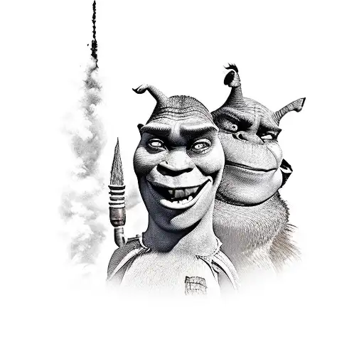 Shrek in a nuclear apocalypse  tattoo design idea