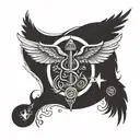 Caduceus with triskelion in the middle of the wings. tattoo design idea