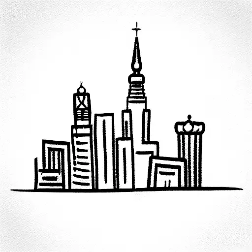line art style tattoo design depicting a the skyline of moscow --v 5 tattoo design idea