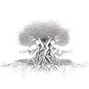 A powerful tree with roots breaking through concrete, representing resilience and growth tattoo design idea