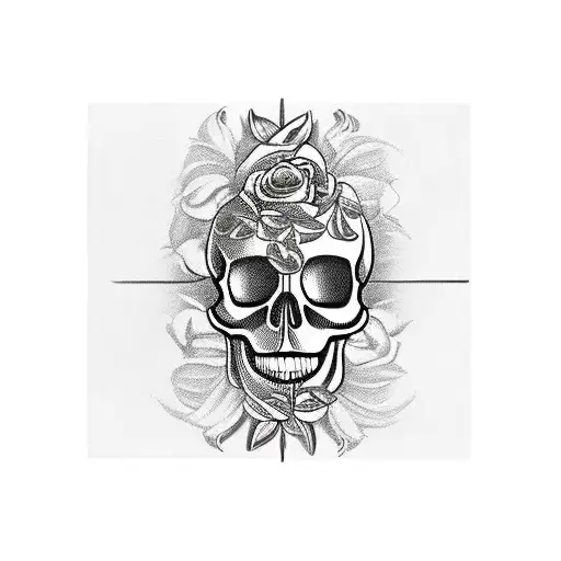 skull roses money family tattoo design idea