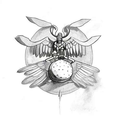 strongman holding atlas stone with wings tattoo design idea